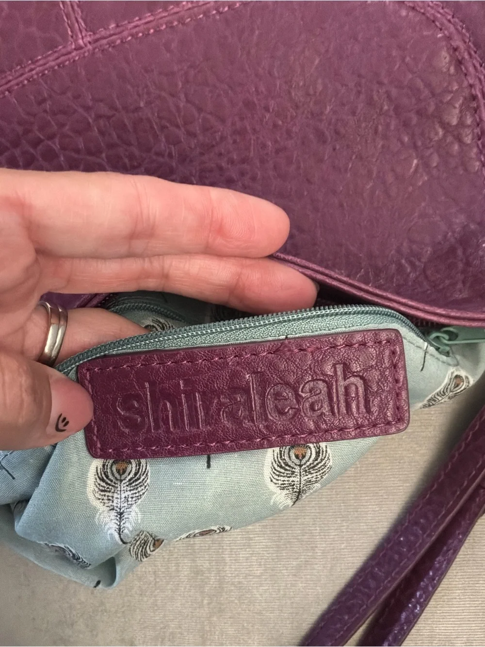 Shiraleah Purple Leather Rounded Zip Hobo Wristlet Bag